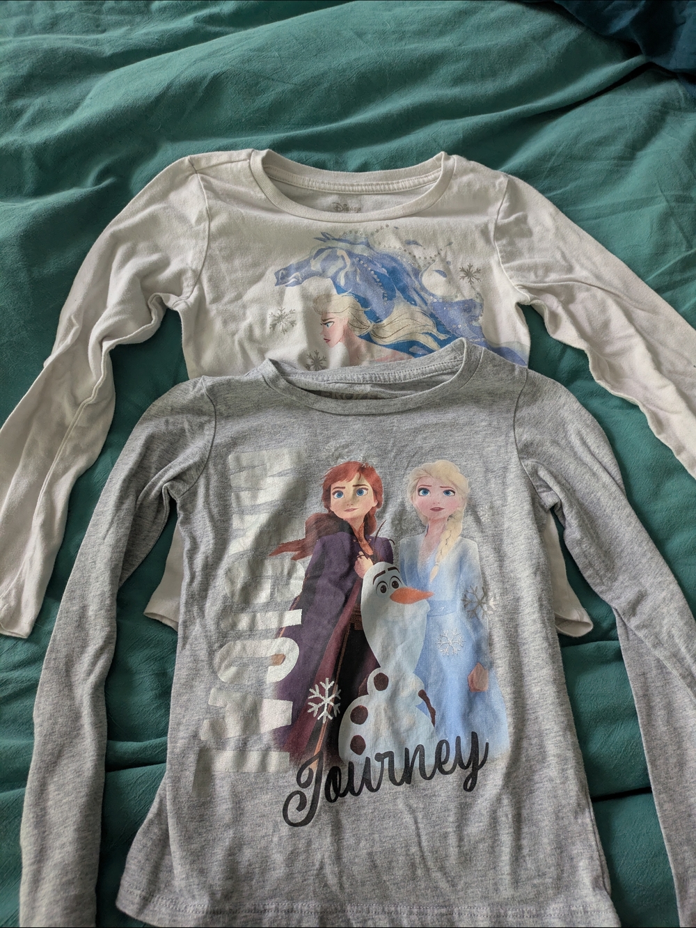 Frozen Girls' Long Sleeve Graphic Tee - Gray/White